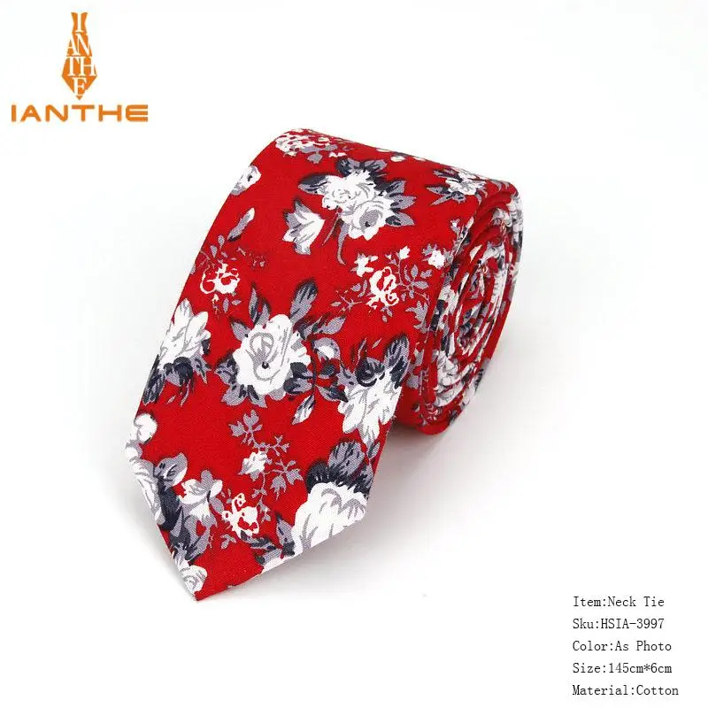 Brand New 100% Cotton Men's Paisley Print Neck Ties For Men Necktie Narrow Slim Skinny Cravate Narrow Flower Neckties Corbatas - Image 12