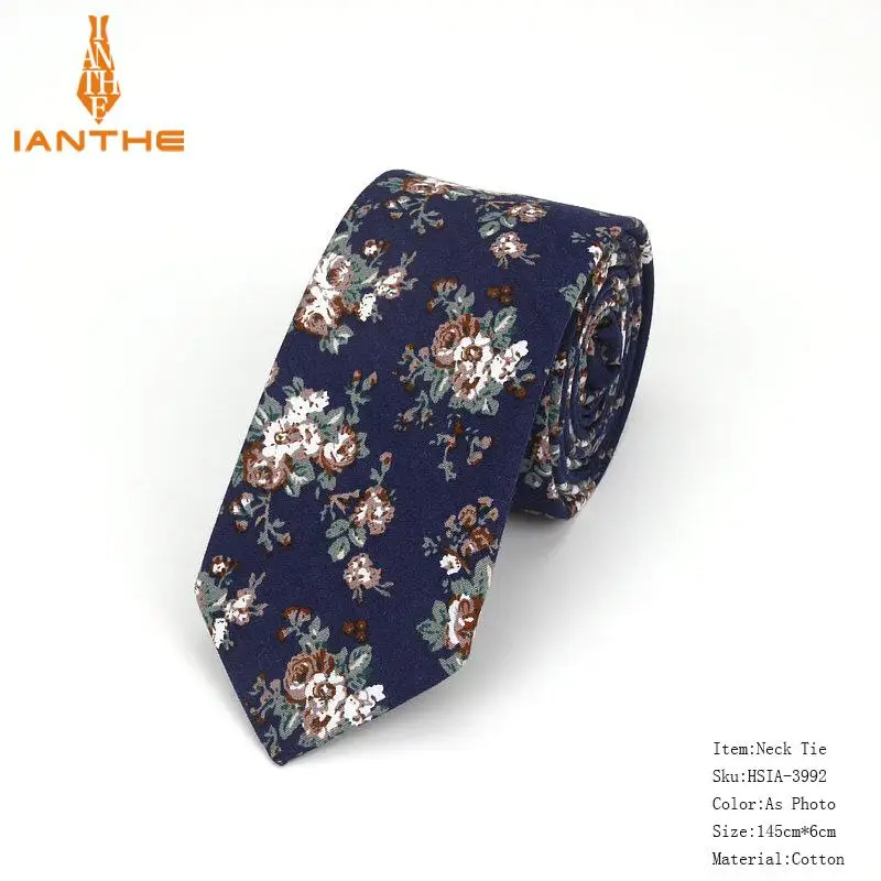 Brand New 100% Cotton Men's Paisley Print Neck Ties For Men Necktie Narrow Slim Skinny Cravate Narrow Flower Neckties Corbatas - Image 13