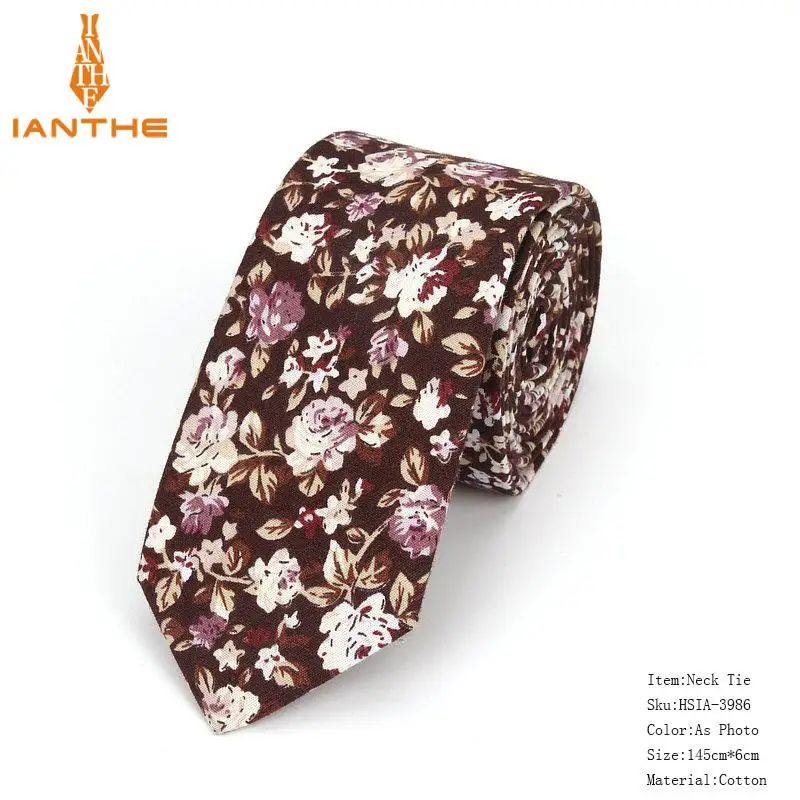 Brand New 100% Cotton Men's Paisley Print Neck Ties For Men Necktie Narrow Slim Skinny Cravate Narrow Flower Neckties Corbatas - Image 19