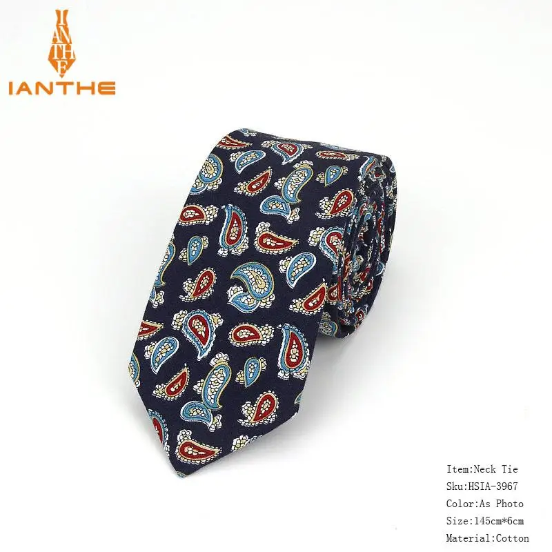 Brand New 100% Cotton Men's Paisley Print Neck Ties For Men Necktie Narrow Slim Skinny Cravate Narrow Flower Neckties Corbatas - Image 22