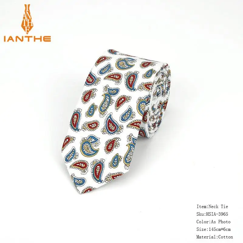 Brand New 100% Cotton Men's Paisley Print Neck Ties For Men Necktie Narrow Slim Skinny Cravate Narrow Flower Neckties Corbatas - Image 23