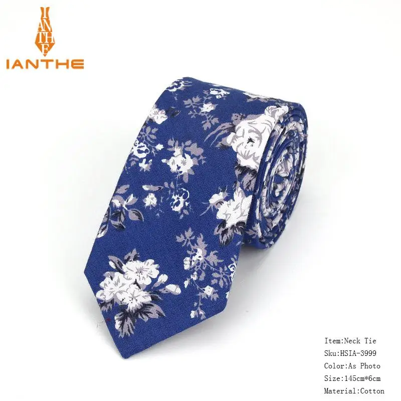 Brand New 100% Cotton Men's Paisley Print Neck Ties For Men Necktie Narrow Slim Skinny Cravate Narrow Flower Neckties Corbatas - Image 24