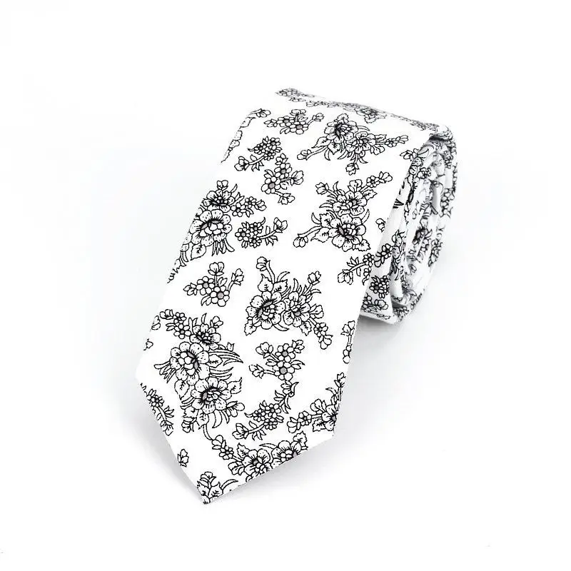 Brand New 100% Cotton Men's Paisley Print Neck Ties For Men Necktie Narrow Slim Skinny Cravate Narrow Flower Neckties Corbatas - Image 25
