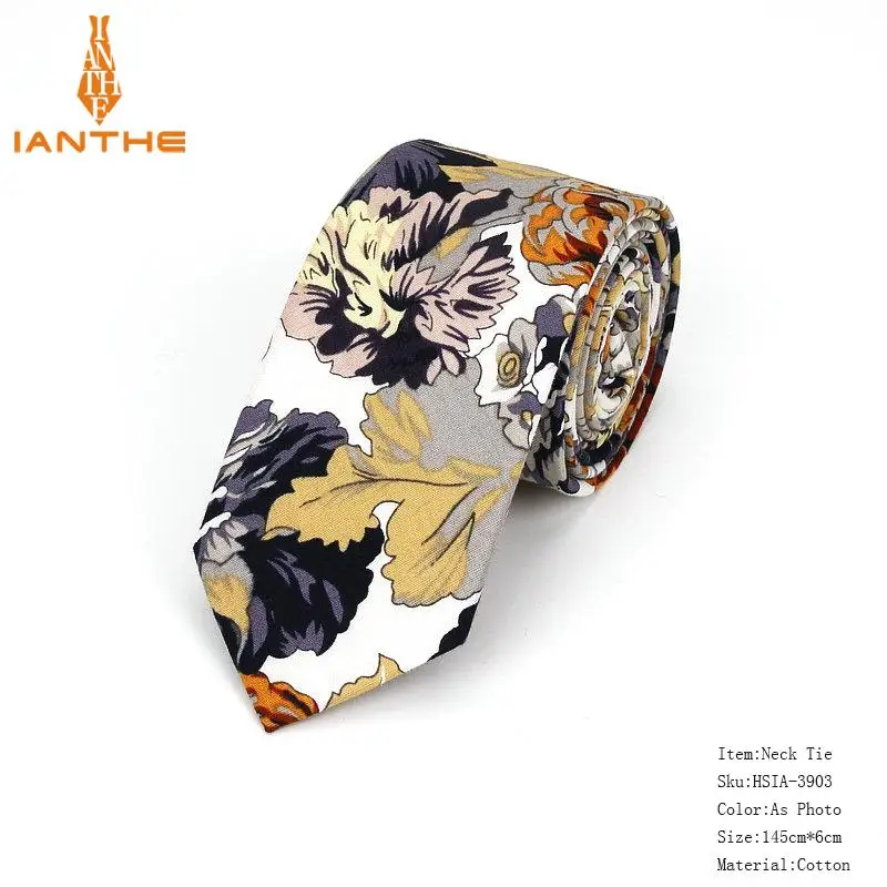Brand New 100% Cotton Men's Paisley Print Neck Ties For Men Necktie Narrow Slim Skinny Cravate Narrow Flower Neckties Corbatas - Image 26