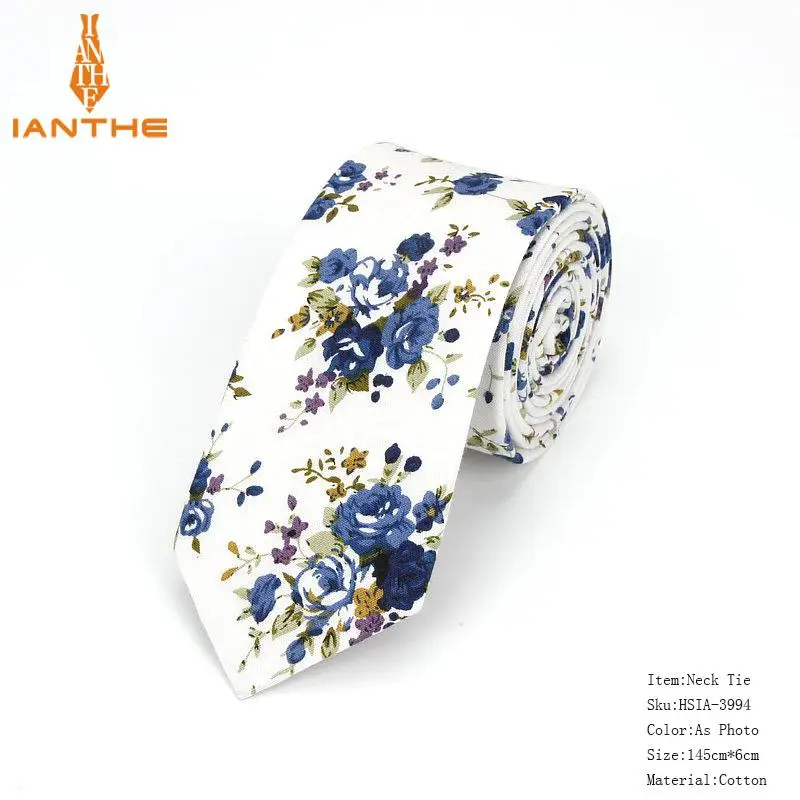 Brand New 100% Cotton Men's Paisley Print Neck Ties For Men Necktie Narrow Slim Skinny Cravate Narrow Flower Neckties Corbatas - Image 30
