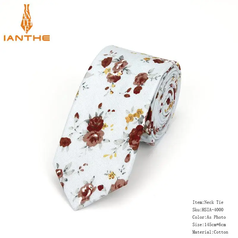 Brand New 100% Cotton Men's Paisley Print Neck Ties For Men Necktie Narrow Slim Skinny Cravate Narrow Flower Neckties Corbatas - Image 31