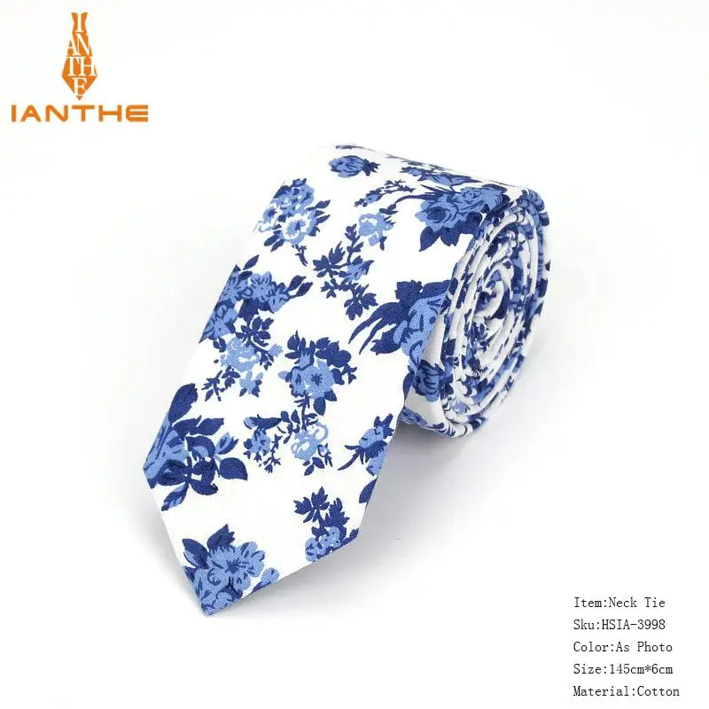 Brand New 100% Cotton Men's Paisley Print Neck Ties For Men Necktie Narrow Slim Skinny Cravate Narrow Flower Neckties Corbatas - Image 39