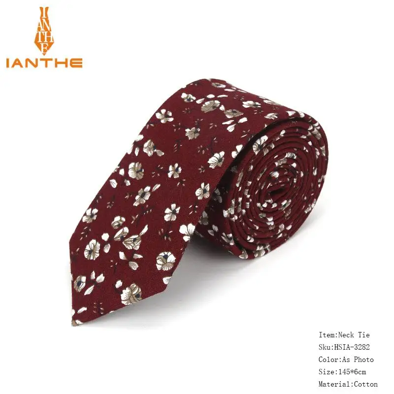 Brand New 100% Cotton Men's Paisley Print Neck Ties For Men Necktie Narrow Slim Skinny Cravate Narrow Flower Neckties Corbatas - Image 42