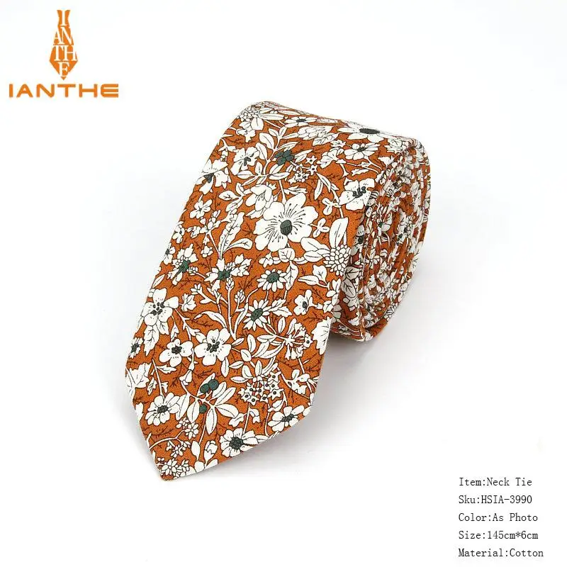 Brand New 100% Cotton Men's Paisley Print Neck Ties For Men Necktie Narrow Slim Skinny Cravate Narrow Flower Neckties Corbatas - Image 47