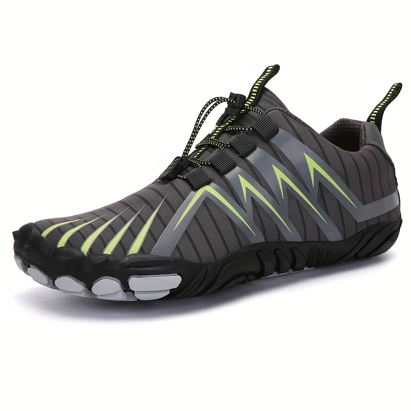 [Breathable Barefoot Water Shoes] Breathable Men's Barefoot Water Shoes - Non-Slip, Durable Striped Design - Perfect for Beach, Workout, Walking, Hiking & Running | Lace-Up Closure | Mesh Upper & Rubber Sole - Image 13