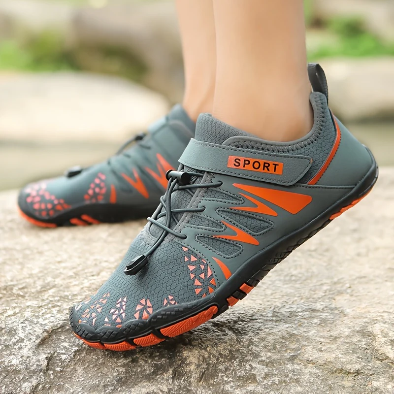 [Breathable Barefoot Water Shoes] Breathable Men's Barefoot Water Shoes - Non-Slip, Durable Striped Design - Perfect for Beach, Workout, Walking, Hiking & Running | Lace-Up Closure | Mesh Upper & Rubber Sole - Image 4