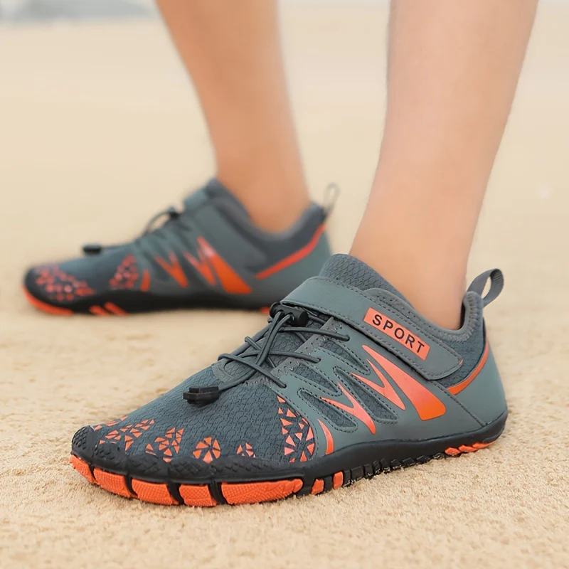 [Breathable Barefoot Water Shoes] Breathable Men's Barefoot Water Shoes - Non-Slip, Durable Striped Design - Perfect for Beach, Workout, Walking, Hiking & Running | Lace-Up Closure | Mesh Upper & Rubber Sole - Image 5