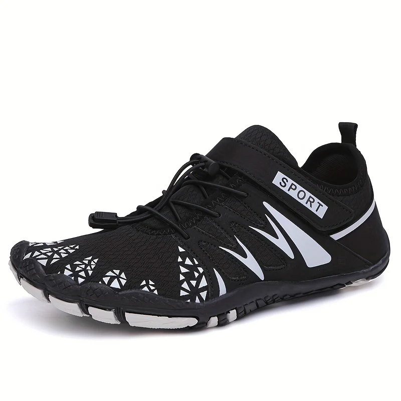 [Breathable Barefoot Water Shoes] Breathable Men's Barefoot Water Shoes - Non-Slip, Durable Striped Design - Perfect for Beach, Workout, Walking, Hiking & Running | Lace-Up Closure | Mesh Upper & Rubber Sole - Image 8