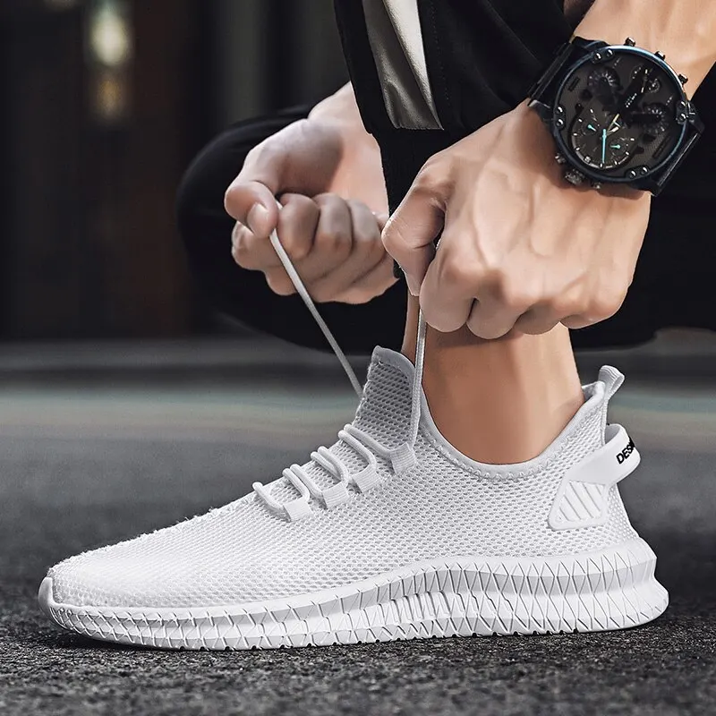 Breathable Mesh Men Shoes Trendy Lightweight Walking Flats Plus Size Male Tennis Sneakers Outdoor Running Fitness Shoes - Image 2