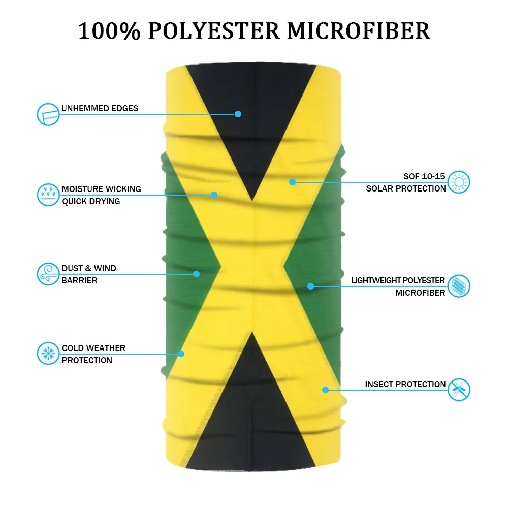 Breathable Running Face Mask Scarves Jamaica Flag Bandana Snood 100% Polyester Biker Multi Purpose Use Head Wrap Neck Gaiter JM - Image 3