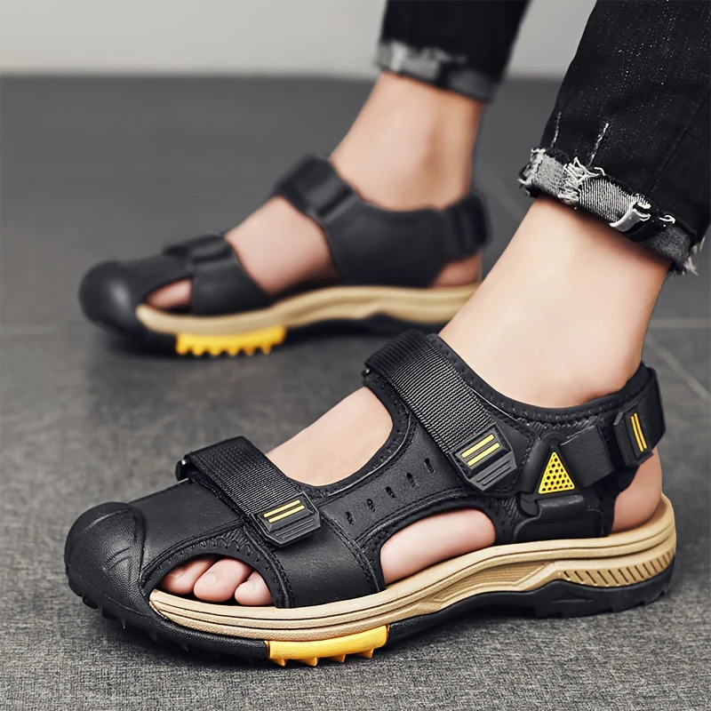 [Breathable Sandals] Summer Breathable Men's Sandals | Casual Sporty Open-Toe Shoes with Adjustable Straps, Faux Cover & Rubber Sole for Beach, Hiking, and Outdoor Activities - Image 3