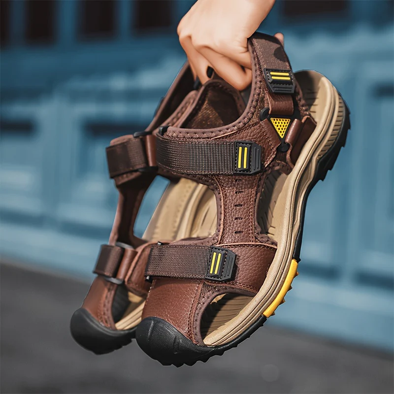 [Breathable Sandals] Summer Breathable Men's Sandals | Casual Sporty Open-Toe Shoes with Adjustable Straps, Faux Cover & Rubber Sole for Beach, Hiking, and Outdoor Activities - Image 4