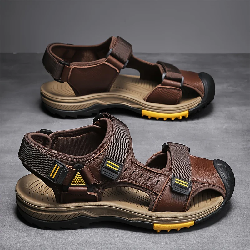 [Breathable Sandals] Summer Breathable Men's Sandals | Casual Sporty Open-Toe Shoes with Adjustable Straps, Faux Cover & Rubber Sole for Beach, Hiking, and Outdoor Activities - Image 5