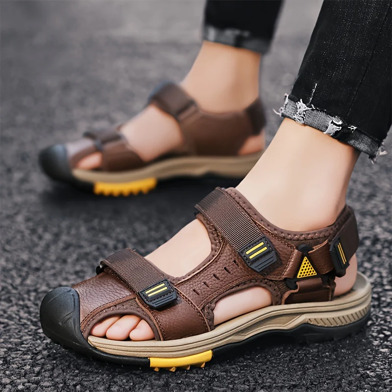 [Breathable Sandals] Summer Breathable Men's Sandals | Casual Sporty Open-Toe Shoes with Adjustable Straps, Faux Cover & Rubber Sole for Beach, Hiking, and Outdoor Activities - Image 9