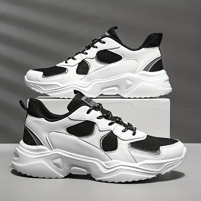 [Breathable Sneakers] Chunky Breathable Mesh Sneakers | Men's White & Teal Casual Sneakers with EVA Sole, Lace-Up Design for All Seasons - Image 21