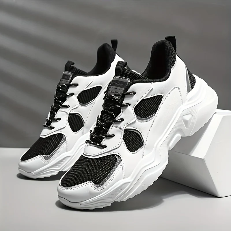 [Breathable Sneakers] Chunky Breathable Mesh Sneakers | Men's White & Teal Casual Sneakers with EVA Sole, Lace-Up Design for All Seasons - Image 8