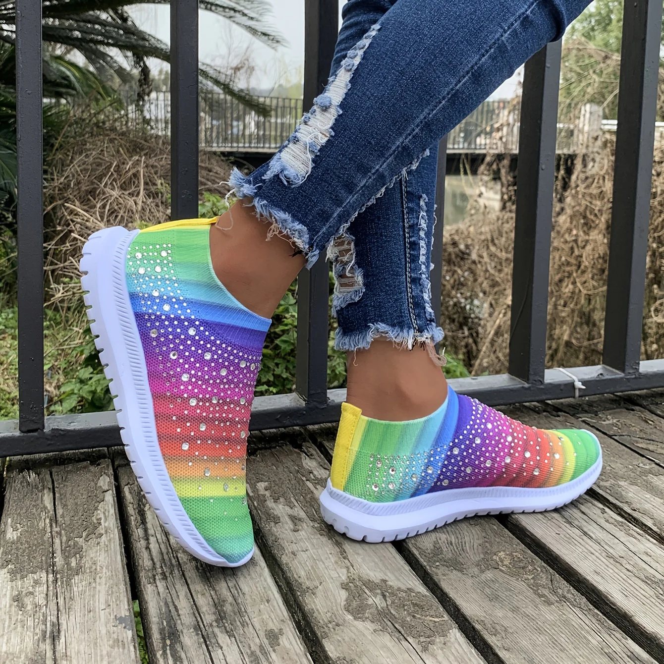 [Breathable Sneakers] Lightweight Breathable Women's Colorblock Mesh Platform Sneakers | Low Top Lace Up Shoes