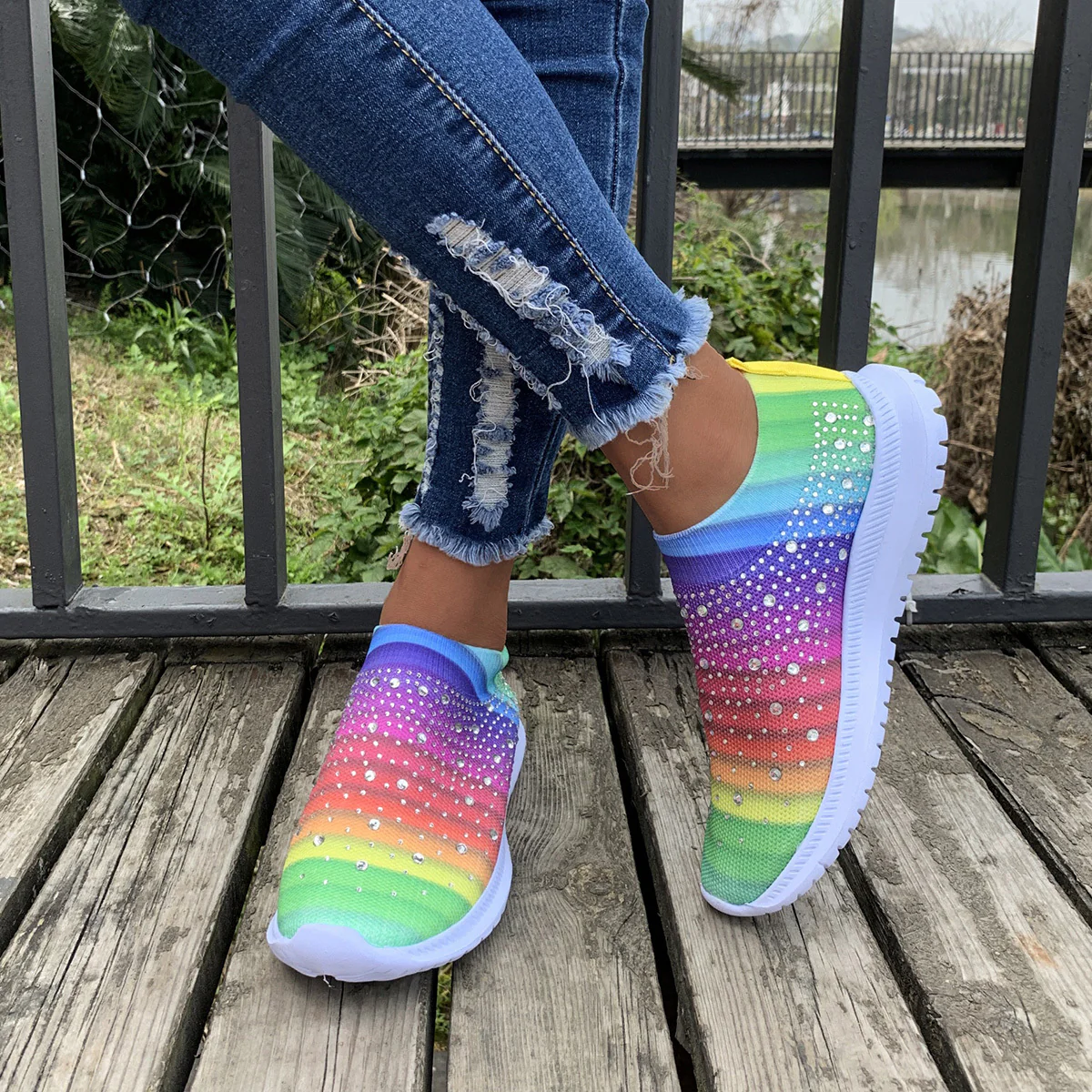 [Breathable Sneakers] Lightweight Breathable Women's Colorblock Mesh Platform Sneakers | Low Top Lace Up Shoes - Image 33