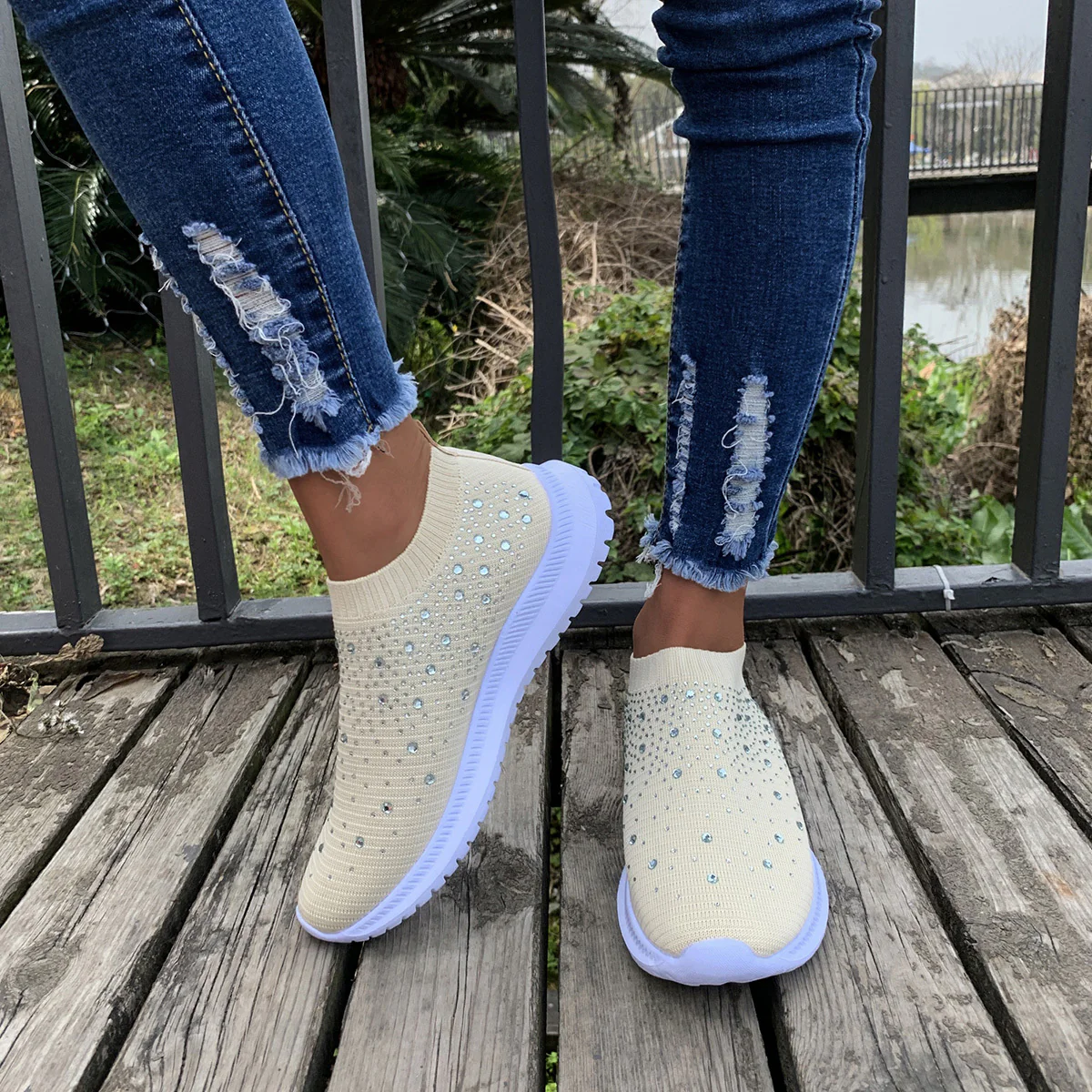 [Breathable Sneakers] Lightweight Breathable Women's Colorblock Mesh Platform Sneakers | Low Top Lace Up Shoes - Image 36