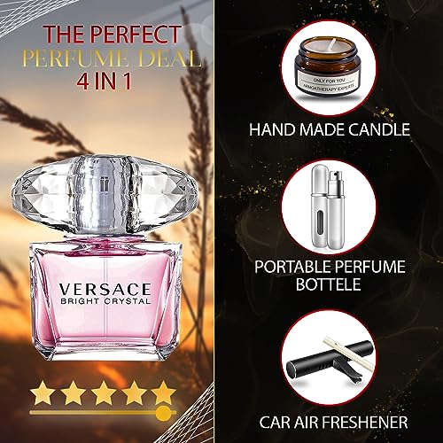 Bright Crystal Perfume for Women- Women's Fragrances - Gift Set Pack With Lavender Soy Candle, Car Air Fresheners, and Empty Travel Perfume Atomizer - Image 5