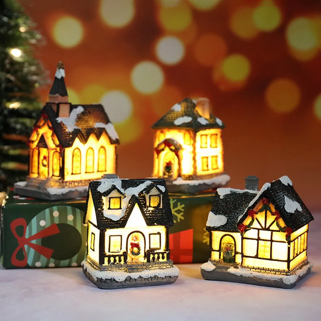 Brightness LED Light Up Small Village House Scene Christmas Decor Ornament For Home Decor Halloween New Year Navidad Pendant - Image 3