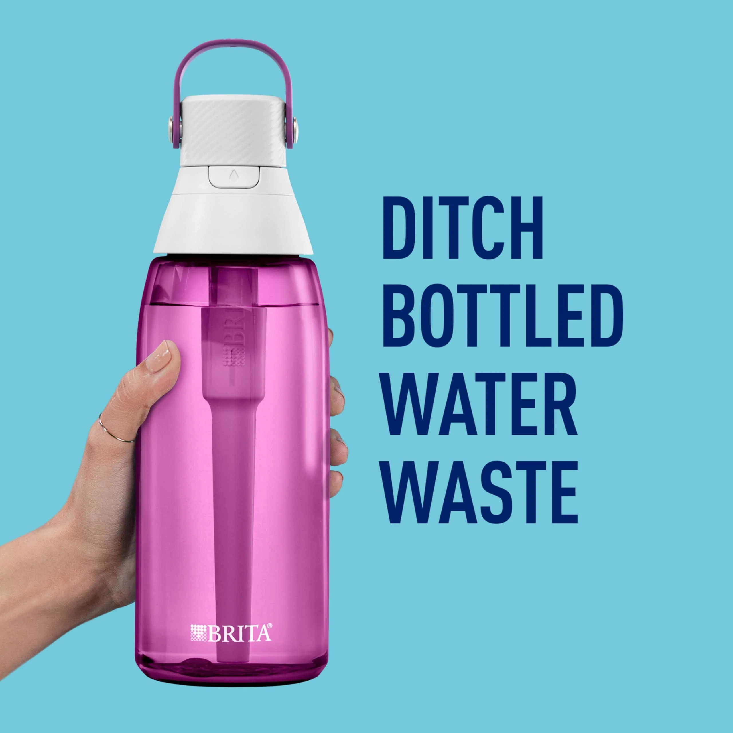 Brita Hard-Sided Plastic Premium Filtering Water Bottle, BPA-Free, Reusable, Replaces 300 Plastic Water Bottles, Filter Lasts 2 Months or 40 Gallons, Includes 1 Filter, Orchid - 36 oz. - Image 6