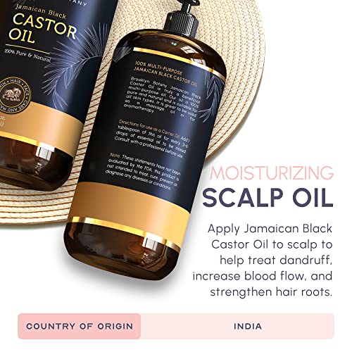 Brooklyn Botany Jamaican Black Castor Oil for Skin, Hair and Face – 100% Pure and Natural Body Oil and Hair Oil - Carrier Oil for Essential Oils, Aromatherapy and Massage Oil – 28 fl Oz - Image 3
