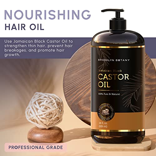Brooklyn Botany Jamaican Black Castor Oil for Skin, Hair and Face – 100% Pure and Natural Body Oil and Hair Oil - Carrier Oil for Essential Oils, Aromatherapy and Massage Oil – 28 fl Oz - Image 4