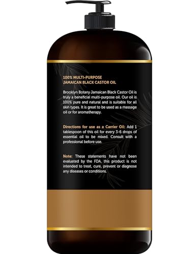 Brooklyn Botany Jamaican Black Castor Oil for Skin, Hair and Face – 100% Pure and Natural Body Oil and Hair Oil - Carrier Oil for Essential Oils, Aromatherapy and Massage Oil – 28 fl Oz - Image 6