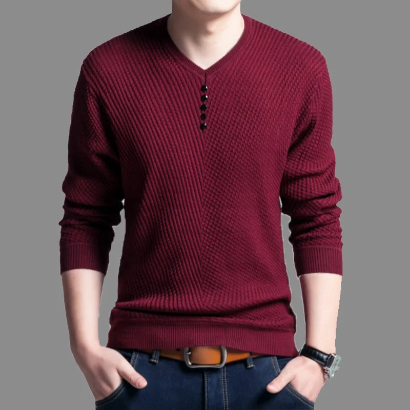 BROWON 2023 Men Sweater Casual V-Neck Pullover Men Spring Autumn Long Sleeve Slim Sweaters Knitted Cashmere Men Clothing - Image 4