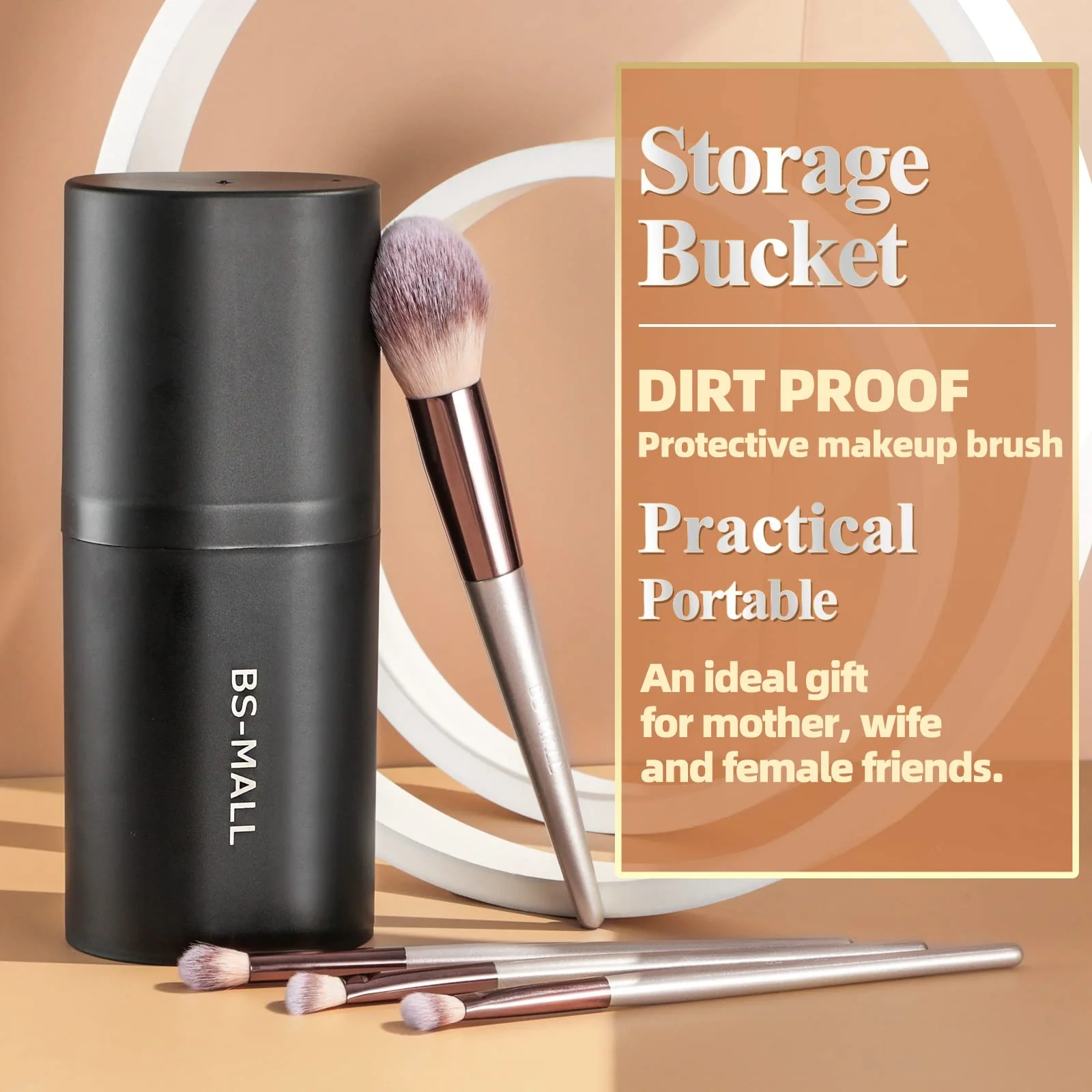 BS-MALL Makeup Brush Set 18 Pcs Premium Synthetic Foundation Powder Concealers Eye shadows Blush Makeup Brushes with black case (A-Champagne) - Image 5