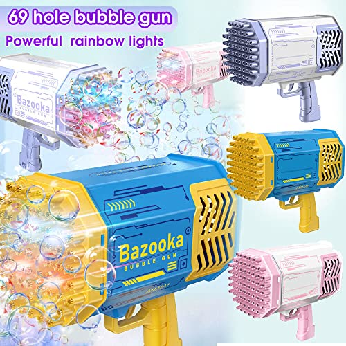 Bubble 𝐆𝐮𝐧 Bubble Machine with 69 Holes and Colorful Lights, Super Big Electric Automatic Bubble Maker Machine for Kids Adults Summer Outdoor Party Activity (Pink) - Image 3