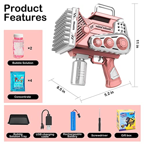 Bubble Guns Bubbles Maker Blower Machine Blaster,80 Holes Automatic Engineer Toys for Kids Toddlers,Wedding Party Favors,Birthday Gifts for 3 4 5 6 7 8 9 10 11 12 Years Old Boys Girls - Image 4