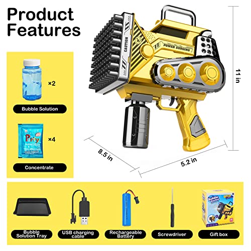 Bubble Guns Bubbles Maker Blower Machine Blaster,80 Holes Automatic Engineer Toys for Kids Toddlers,Wedding Party Favors,Birthday Gifts for 3 4 5 6 7 8 9 10 11 12 Years Old Boys Girls - Image 4