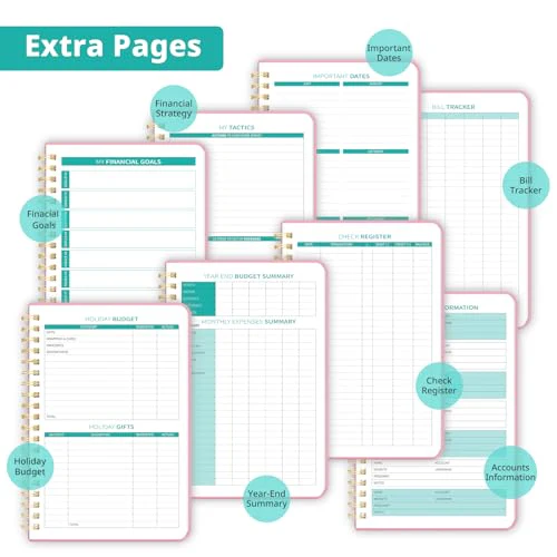 Budget Planner - Monthly Budget Book 2024 with Expense & Bill Tracker - Undated 12 Month Financial Planner/Account Book to Take Control of Your Money - Pink - Image 3