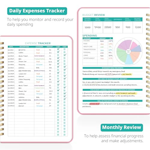Budget Planner - Monthly Budget Book 2024 with Expense & Bill Tracker - Undated 12 Month Financial Planner/Account Book to Take Control of Your Money - Pink - Image 4