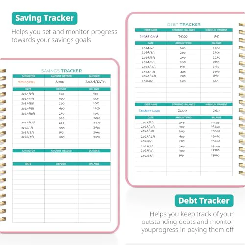 Budget Planner - Monthly Budget Book 2024 with Expense & Bill Tracker - Undated 12 Month Financial Planner/Account Book to Take Control of Your Money - Pink - Image 5