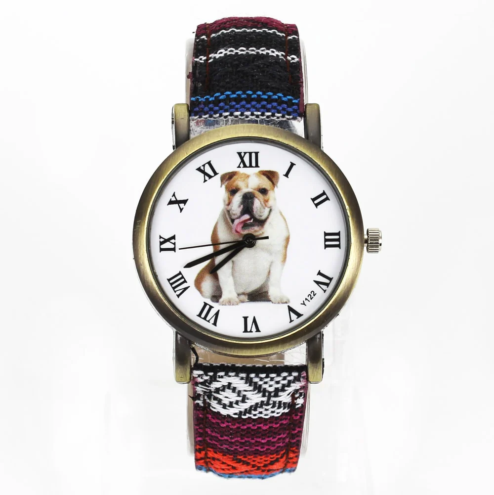 Bulldog Large Pet Dog Watch Women Men Military Camouflage Denim Canvas Belt For English French Dogs Sport Quartz Wrist Watch - Image 13