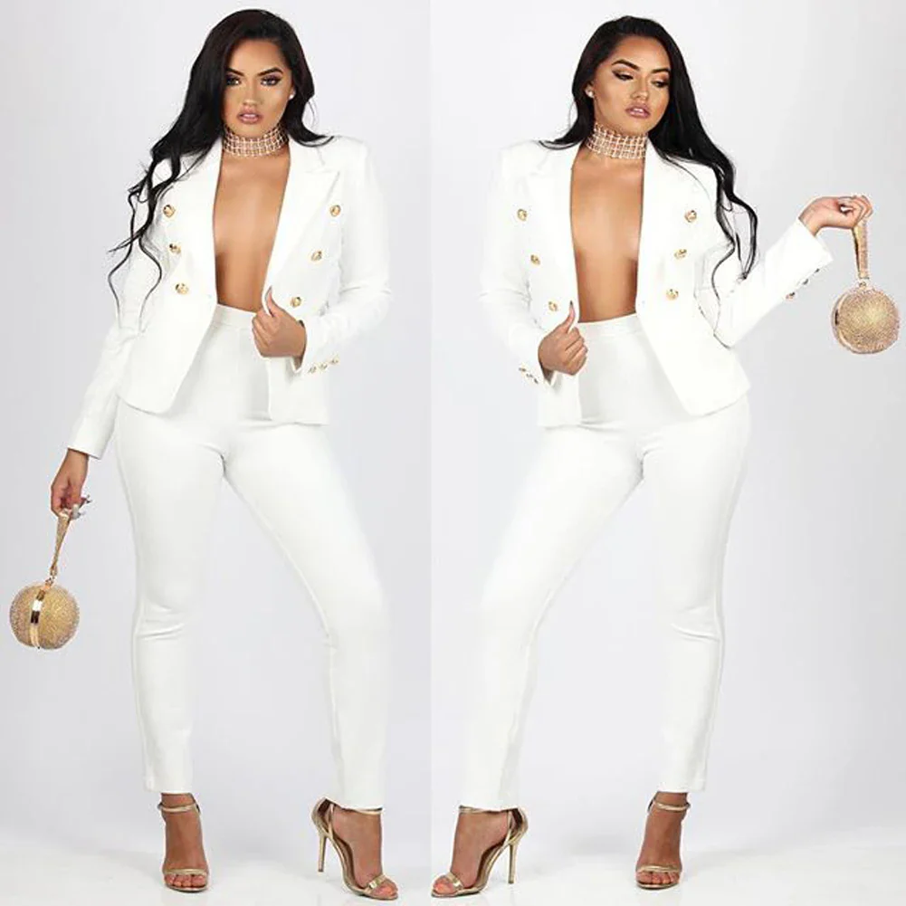 Business Attire Work Office Autumn/winter Women Fashion Full Sleeve Coat Outerwear Blazers Pants Suits Cardigan 3091 - Image 2