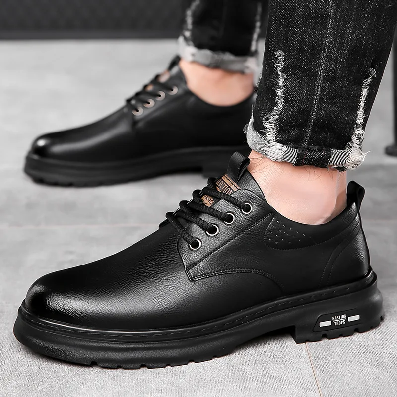 Business Casual Low-top Genuine Leather Shoes Men Spring Autumn New Designer British Style Retro Platform Shoes Loafers Men - Image 4