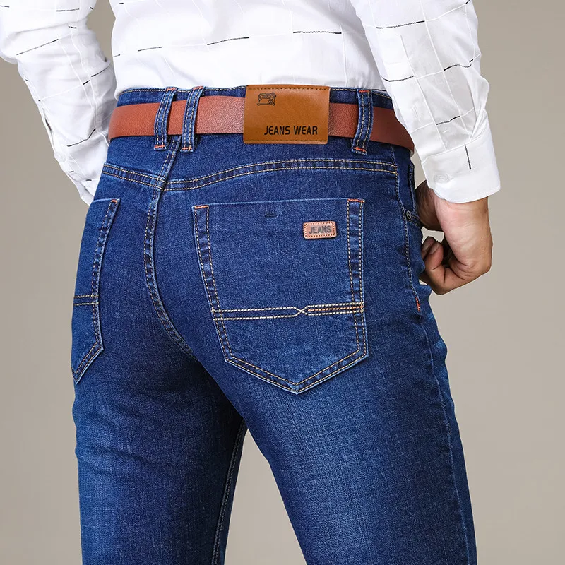 Business Men's Jeans Casual Straight Stretch Fashion Classic Blue Black Work Denim Trousers Male Brand Clothing - Image 2