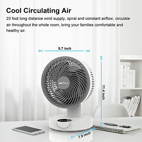 BUSYPIGGY Air Circulation Fan- 8 Inch Desk Fan, Portable Small Fan with 3-Speed Adjustable, Personal Desktop Fan can be Timed, Oscillating Fan with Hook and Remote Control Suitable For Most Scenes - Image 3