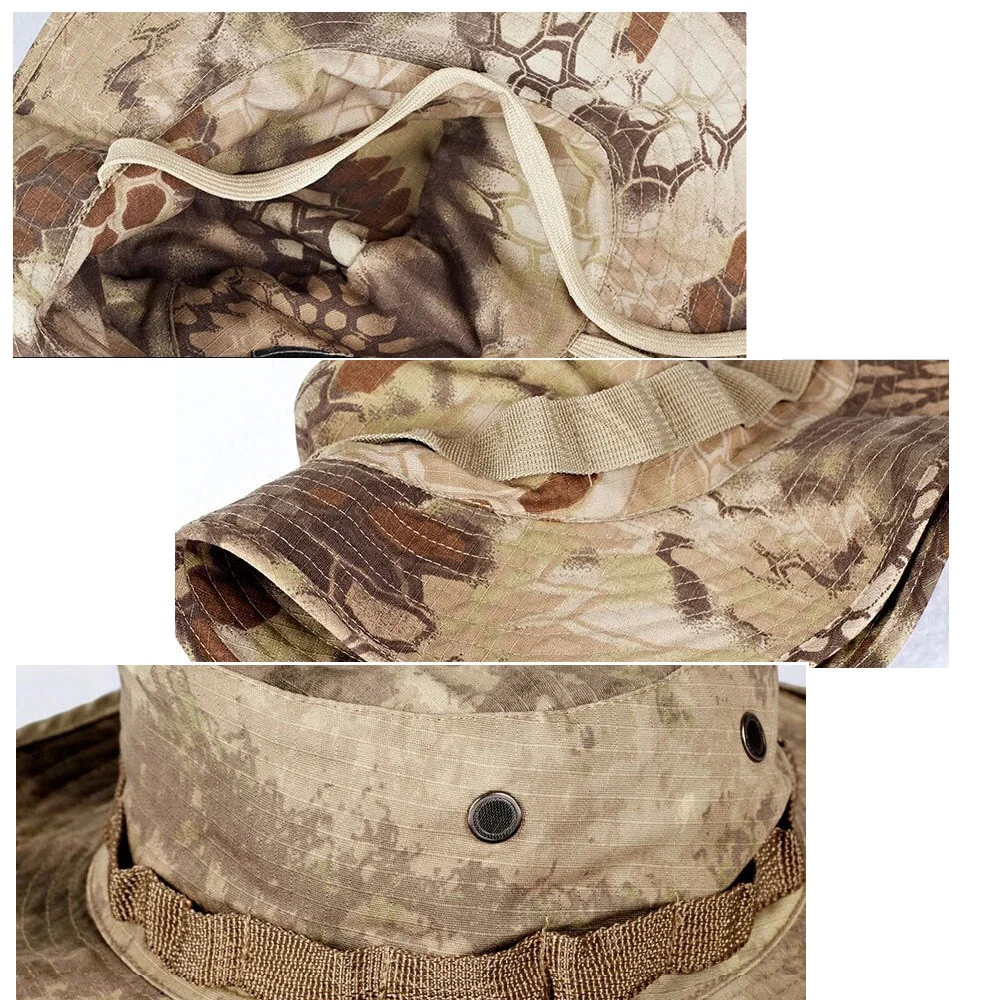 Camouflage Boonie Hat Tactical US Army Bucket Hats Military Multicam  Panama Summer Cap Hunting Hiking Outdoor Camo Sun Caps Men - Image 16