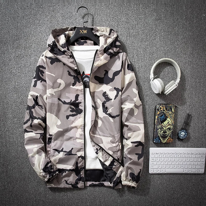 Camouflage Lightweight Jackets Men Hooded Slim Fit Long Sleeve Zipper Coat Army Tactical Military Jackets Men Clothing 2021 - Image 2