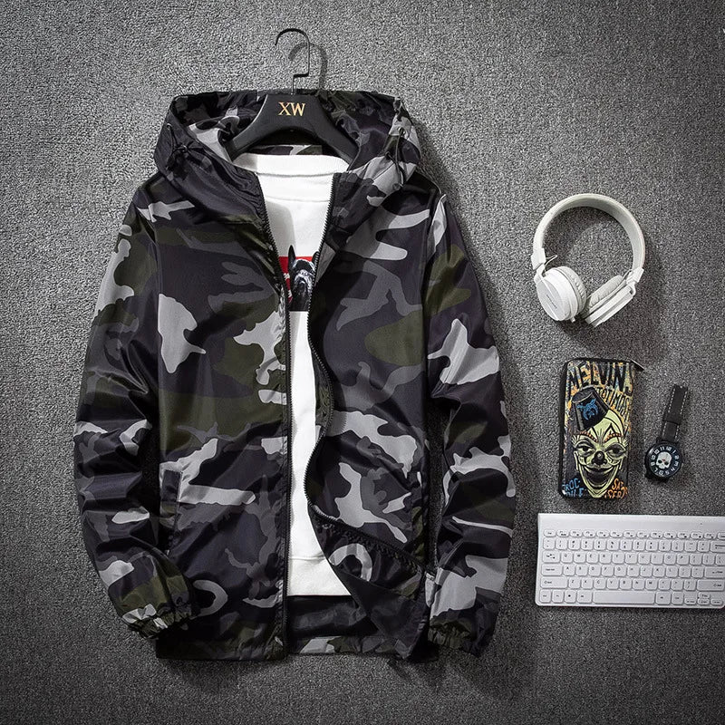 Camouflage Lightweight Jackets Men Hooded Slim Fit Long Sleeve Zipper Coat Army Tactical Military Jackets Men Clothing 2021 - Image 3